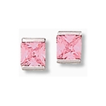 Pink Princess-cut Cubic Zirconia Studs